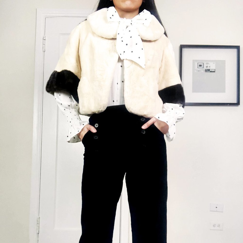 Jonas Bros. Real Beaver Fur Jacket with Mink Fur Cuffs S/M // Vintage